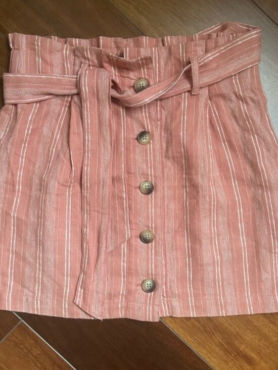 Top Shop Linen Blend paper bag Skirt 4P - Picture 1 of 7